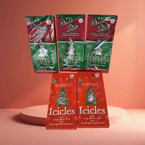 Lot Of 3 Bright Star Vintage Silver Tinsel 18" Icicles 1000 Strands Each USA